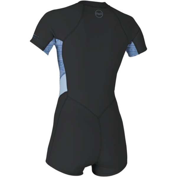 2026 O'Neill Dame Bahia 2mm Front Zip Springsuit Våddragt 5293 - Tempered Steel / Surf Abstract / Chambry Blå